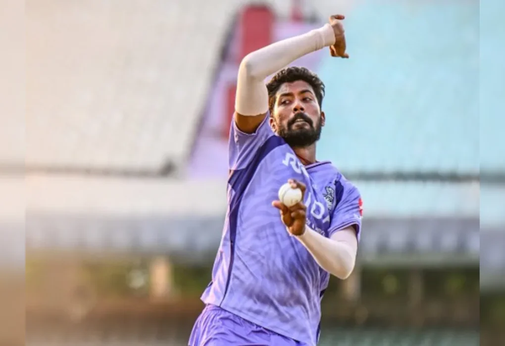Saurabh Dubey bowling in KKR jersey — IPL debut 2026